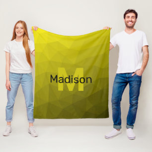 Yellow dark ombre geometric mesh pattern Monogram Fleece Blanket