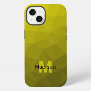Yellow dark ombre geometric mesh pattern Monogram iPhone 13 Case