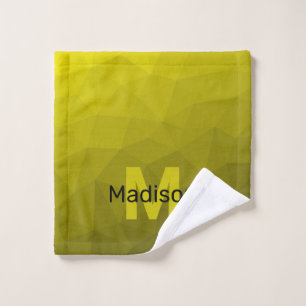 Yellow dark ombre geometric mesh pattern Monogram Wash Cloth