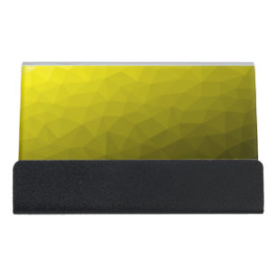 Yellow dark ombre gradient geometric mesh pattern desk business card holder