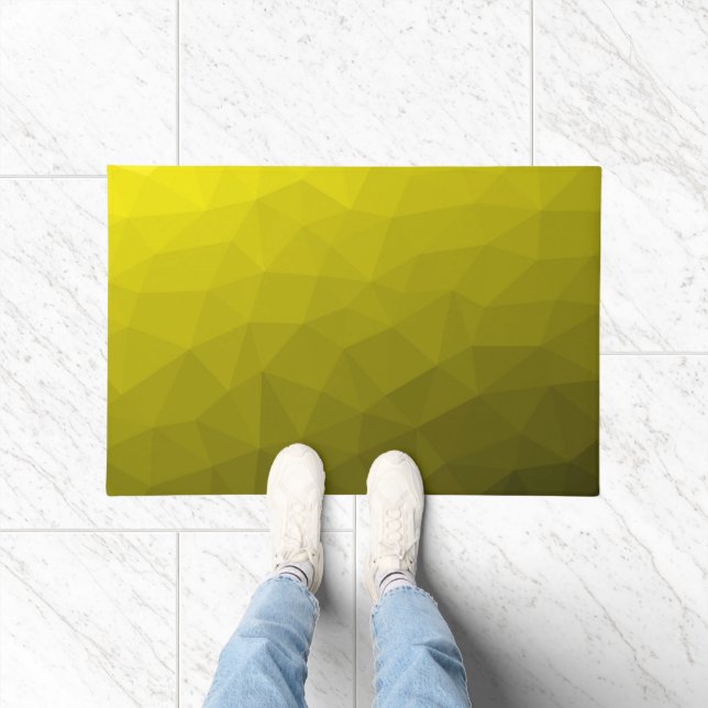 Yellow dark ombre gradient geometric mesh pattern doormat (Indoor)