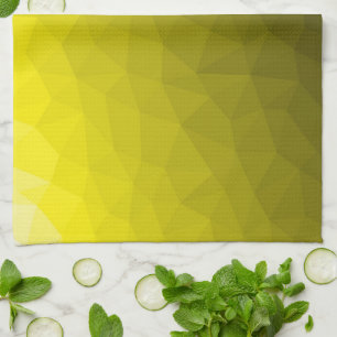 Yellow dark ombre gradient geometric mesh pattern tea towel
