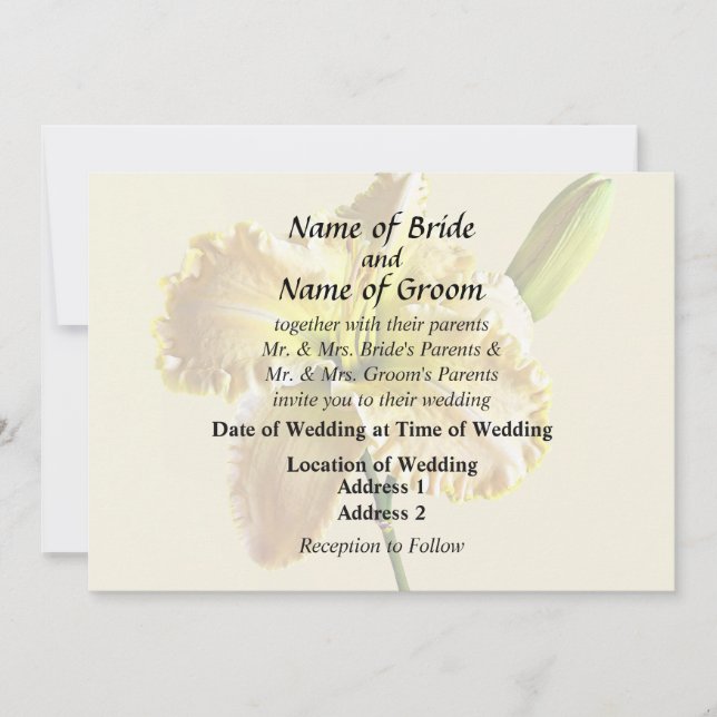 Yellow Day Lily Wedding Supplies Invitation (Front)