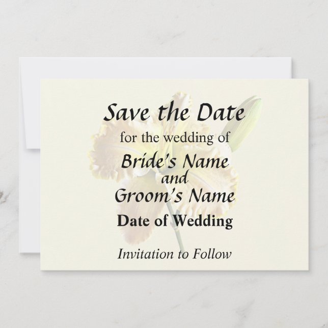 Yellow Day Lily Wedding Supplies Save The Date (Front)