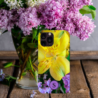 Yellow Daylilies & Purple Lilac Flowers
