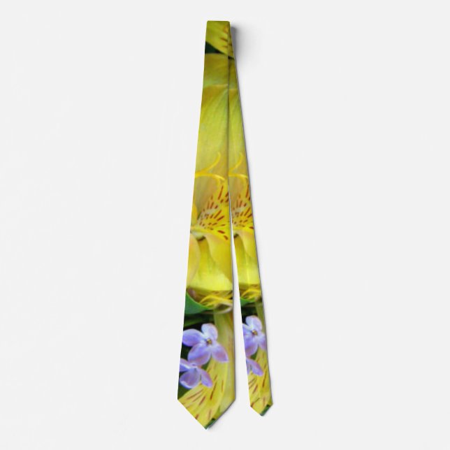 Yellow Daylilies & Purple Lilac Flowers Tie (Front)
