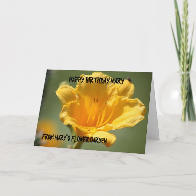 Yellow Daylily Birthday Card (Front)