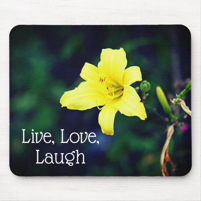 Yellow Daylily Elegant Flower Inspirational Quote Mouse Mat (Front)