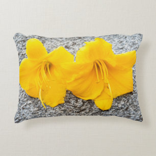 yellow daylily flowers in full bloom decorative cushion