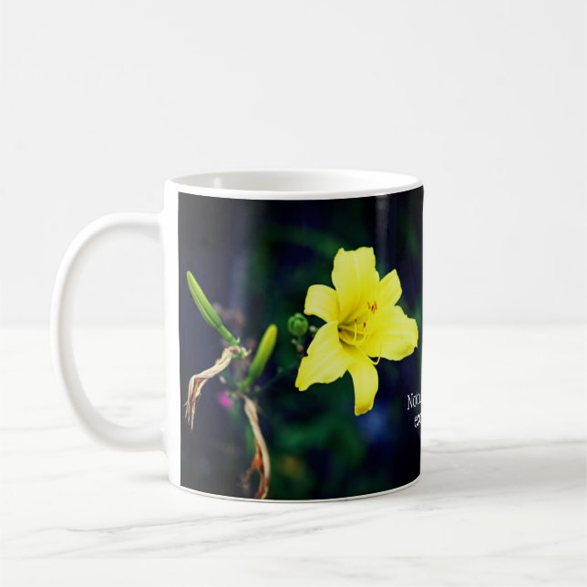 Yellow Daylily Inspirational Quote Mug (Left)