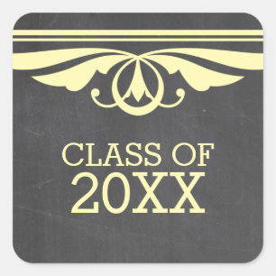 Yellow Deco Chalkboard Graduation Stickers