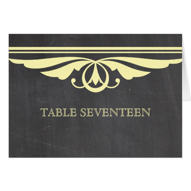 Yellow Deco Chalkboard Table Number Card (Front Horizontal)