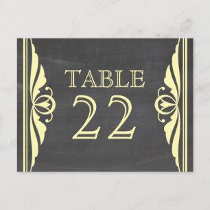 Yellow Deco Chalkboard Table Number Postcard