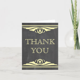 Yellow Deco Chalkboard Thank You Card