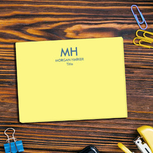 Yellow & Deep Blue Minimal Clean Initials Post-it Notes
