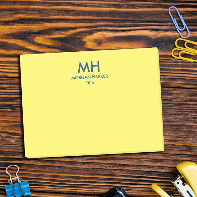 Yellow & Deep Blue Minimal Clean Initials Post-it Notes (Creator Uploaded)