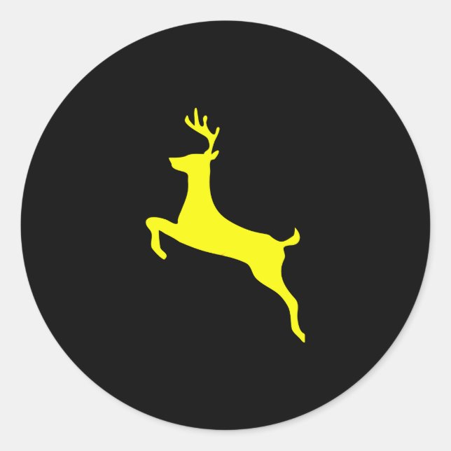 Yellow Deer Silhouette Classic Round Sticker (Front)