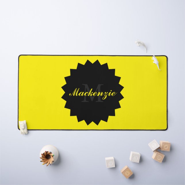 Yellow Desk Mat Personalised with Name and Initial (Kids Table)