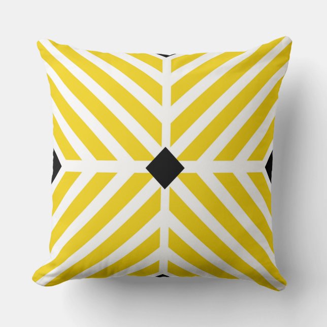 Yellow Diagonal Stripes Cushion (Front)
