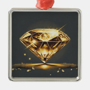 Yellow Diamond and Black Metal Tree Decoration