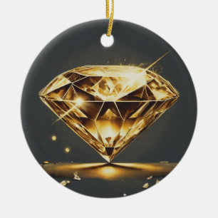 Yellow Diamond and Water Wave Design Ceramic Tree Decoration