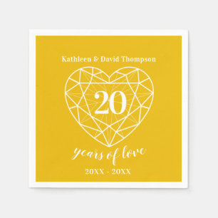 Yellow diamond anniversary 20 years love napkins