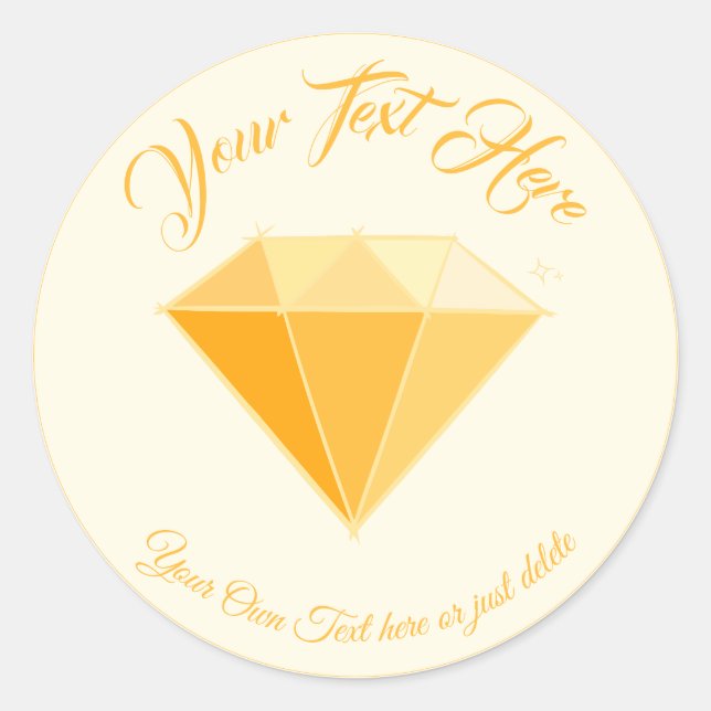 Yellow Diamond Gemstone Jewellery. 50 Golden Weddi Classic Round Sticker (Front)