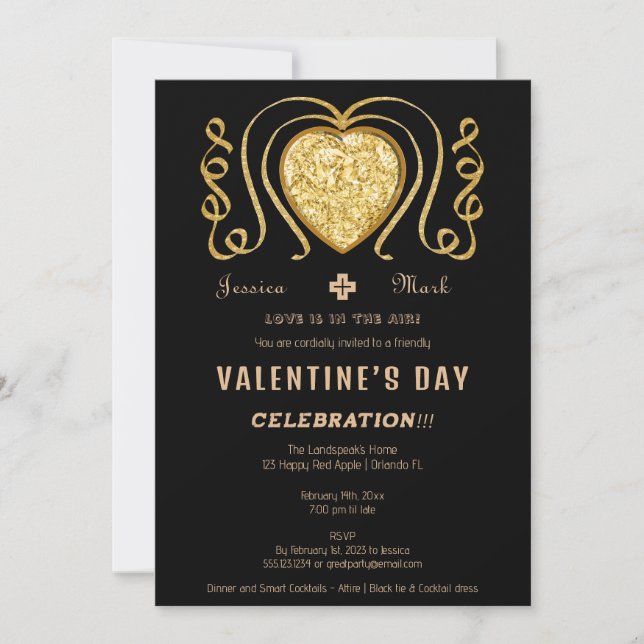 Yellow Diamond Heart for Valentine’s Day Invitation (Front)