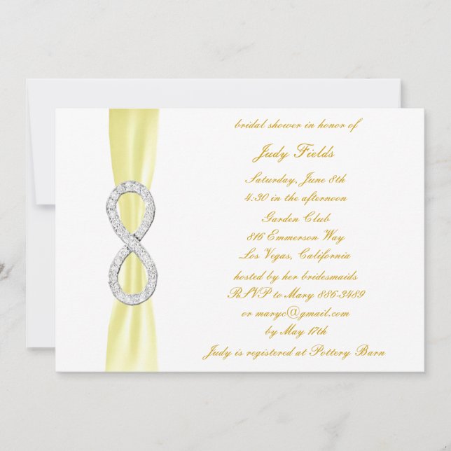 Yellow Diamond Infinity Bridal Shower Invitation (Front)