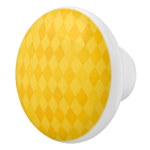 Yellow Diamond Pattern Ceramic Knob