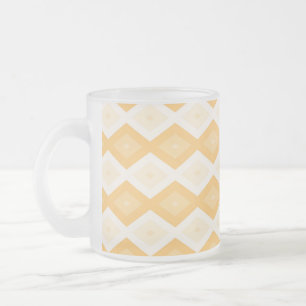 Yellow diamond pattern frosted glass coffee mug