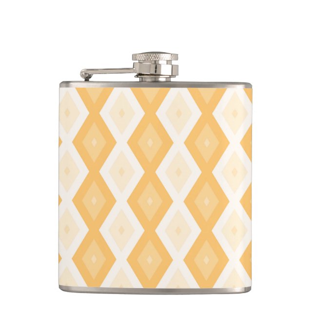 Yellow diamond pattern hip flask (Front)