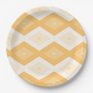 Yellow diamond pattern paper plate