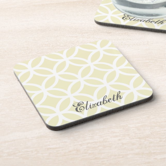 Yellow Diamond Pattern Personalised Coaster (Left Side)