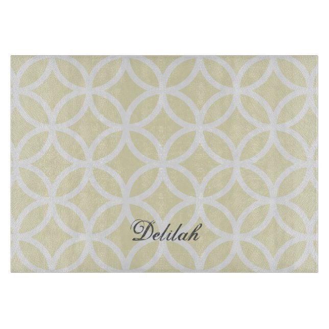 Yellow Diamond Pattern Personalised Cutting Board (Front)