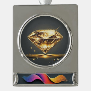 Yellow Diamond Silver Plated Banner Ornament