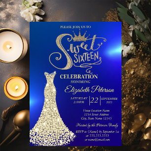 Yellow Diamonds Dress,Diamonds Sweet 16  Invitation