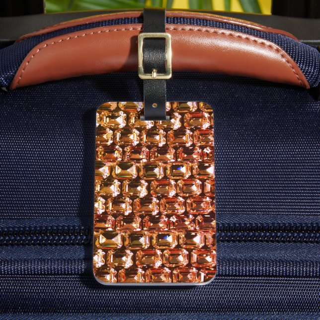 Yellow diamonds,  orange diamonds , gemstones luggage tag (Front Insitu 2)