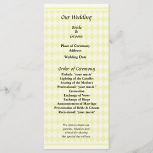 Yellow Diamonds Wedding Program Programme