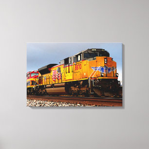 Yellow Diesel Locomotive Train 24"x16" Large Canvas Print