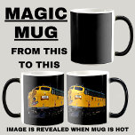 Yellow Diesel Magic Morphing Mug<br><div class="desc">Starts Out All Black,  Then Add a Hot Drink and the Yellow Diesel Appears - See My Store for Lots more Train Gifts and even more morphing mugs</div>