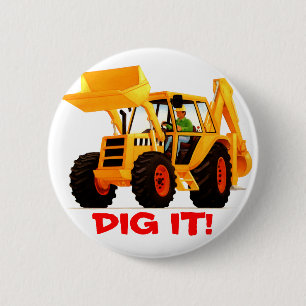 Yellow Digger 6 Cm Round Badge