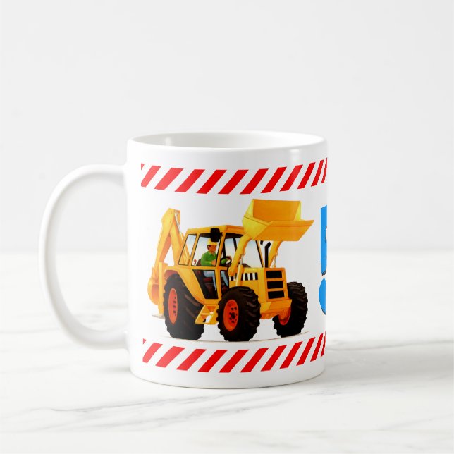 Yellow Digger Boy's 5th Birthday Coffee Mug (Left)