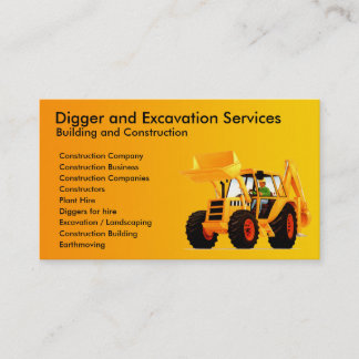 Yellow Digger Construction Contractor Business Card