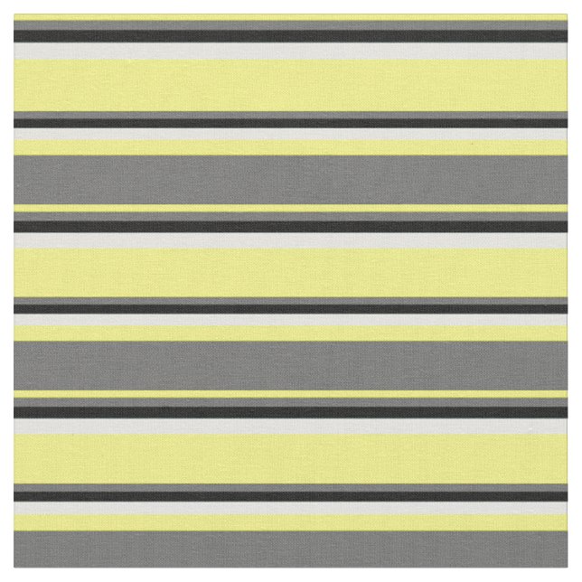 Yellow, Dim Grey, Black, and Light Cyan Lines Fabric (Close Up)