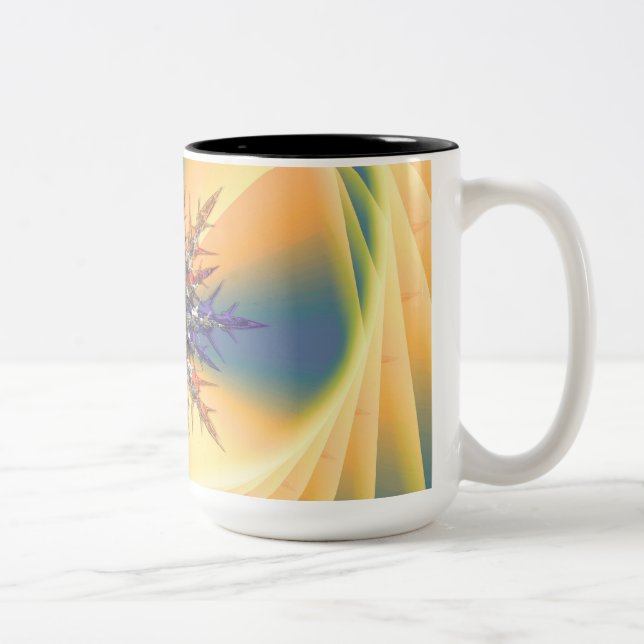 Yellow & Dimond Flower Modern  Two-Tone Coffee Mug (Right)