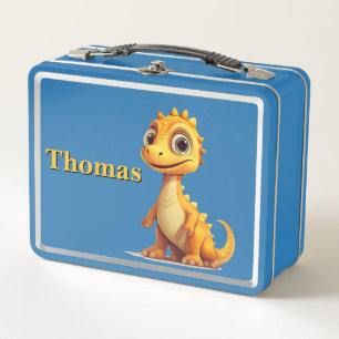 Yellow Dinosaur Metal Lunch Box