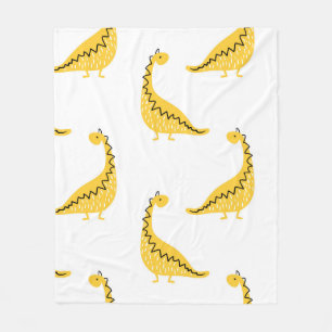 Yellow dinosaur seamless pattern. Funny vintage il Fleece Blanket