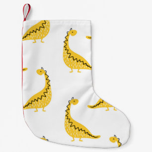 Yellow dinosaur seamless pattern. Funny vintage il Small Christmas Stocking