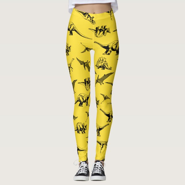 Yellow Dinosaurs Leggings (Front)